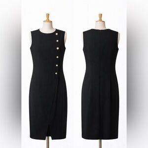 Black Midi Dress with Gold Buttons US 12